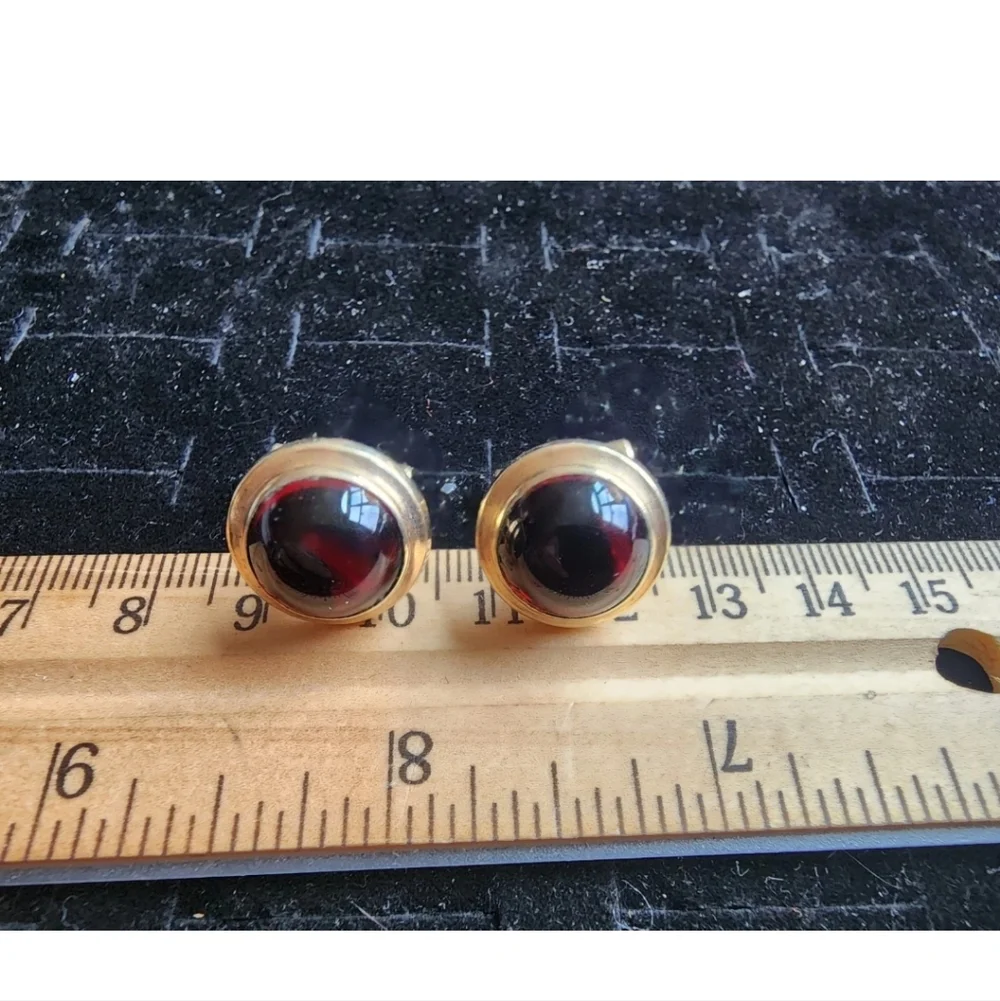 Vintage Hayward Cufflink Set 1/20th 12k Gold Filled Polished Garnet Used